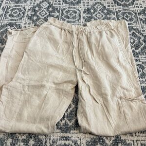 Cream Linen Pants with pockets